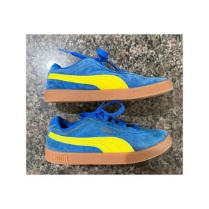 Puma Club 5v5 Kids Blue Yellow Suede Low Top Sneakers 405353-16 Size 3C